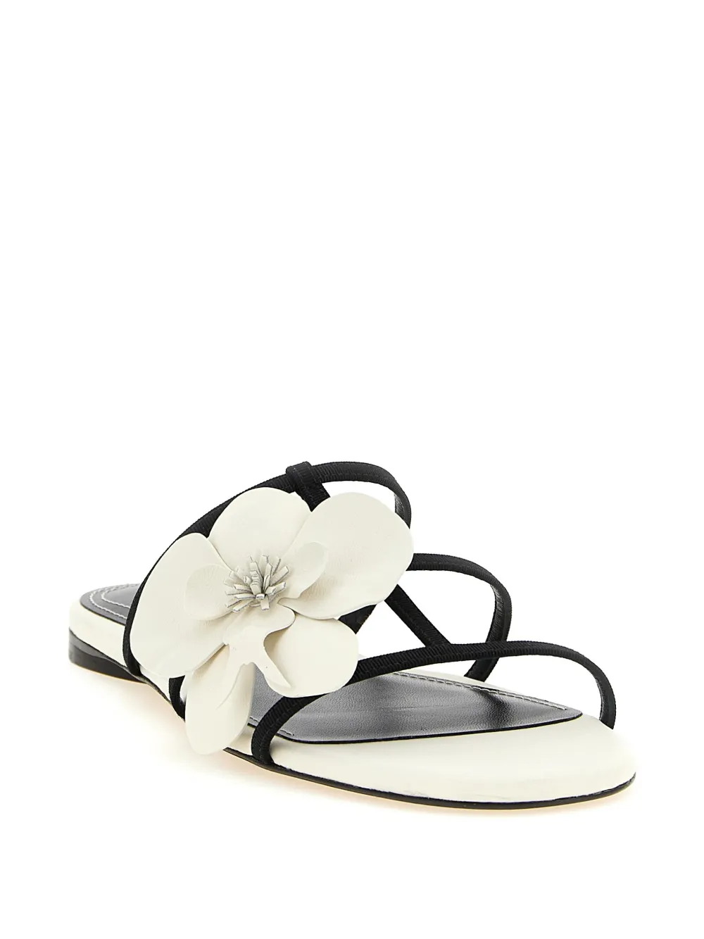 Grosgrain Flower Leather Slides