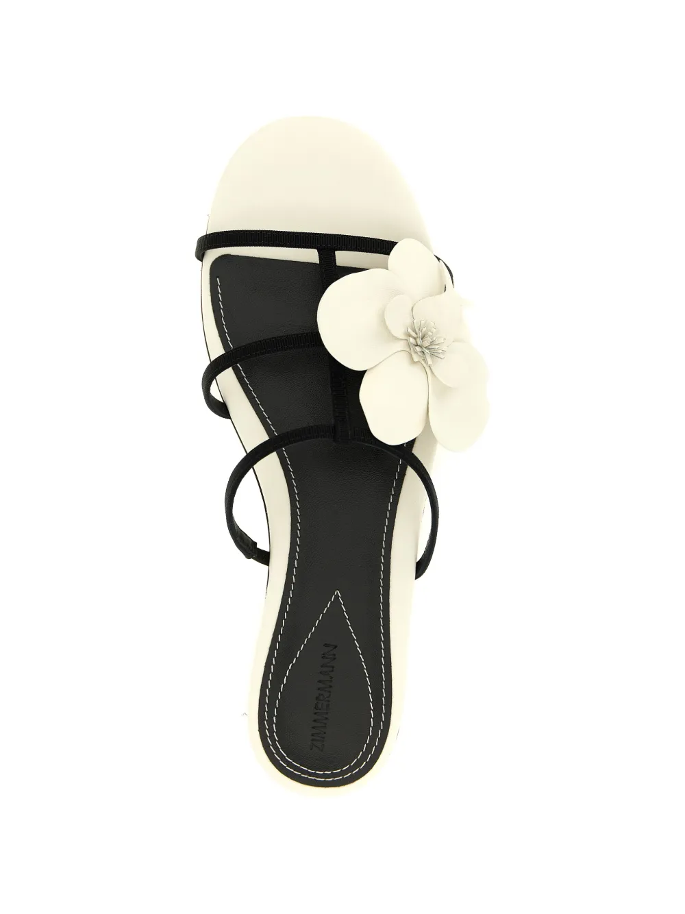 Grosgrain Flower Leather Slides