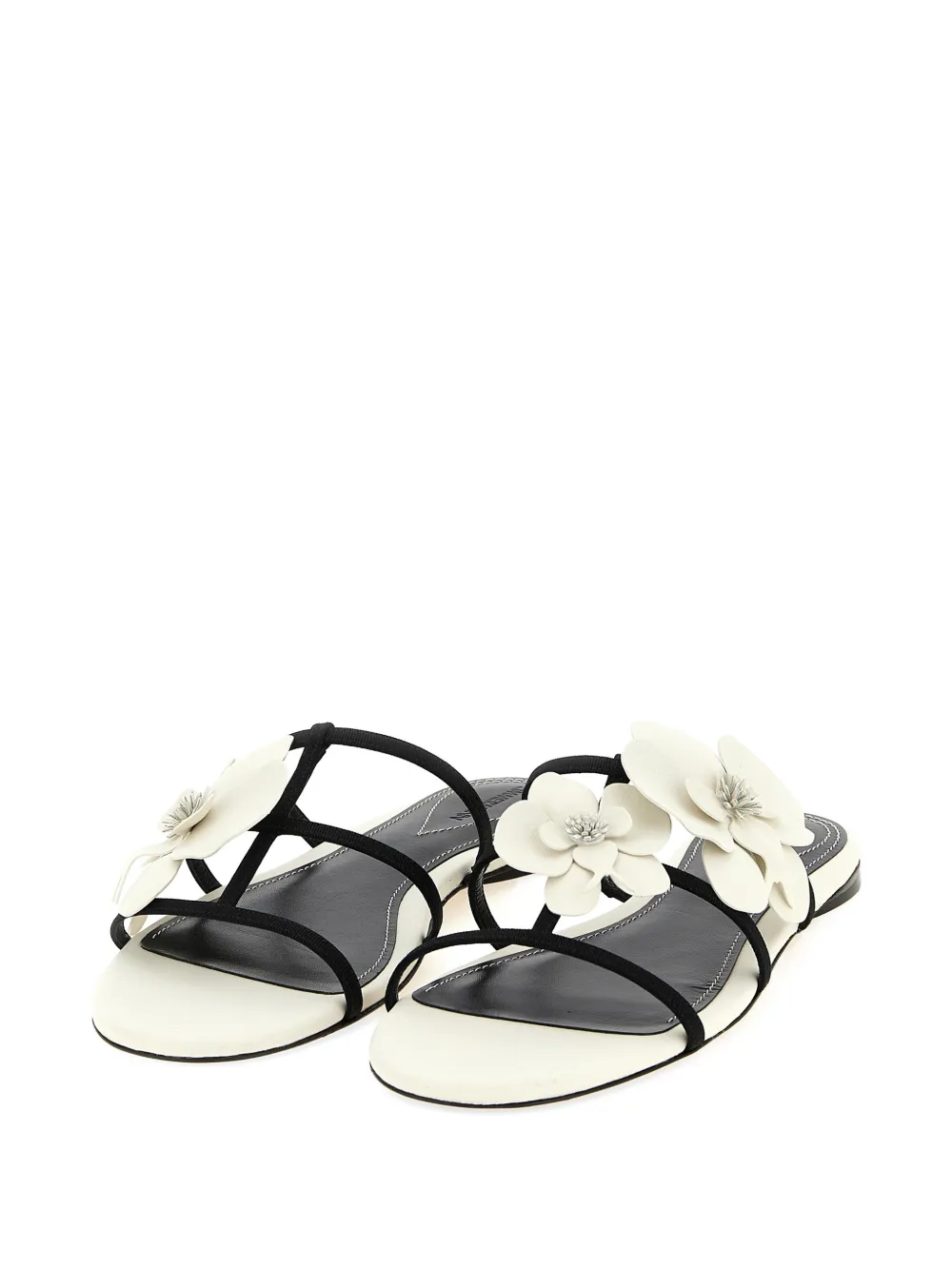 Grosgrain Flower Leather Slides