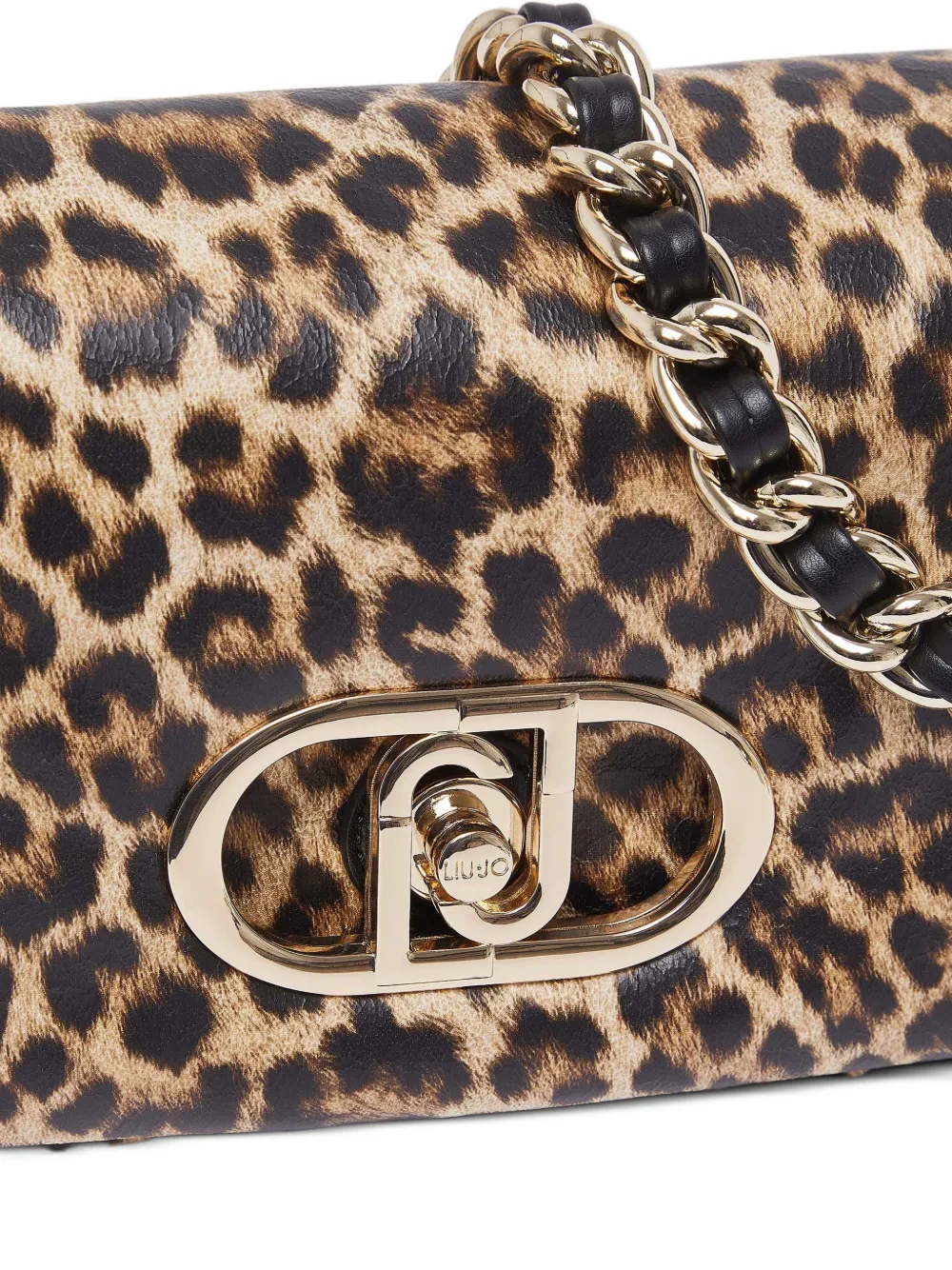 LIU JO Medium LaPuffy schoudertas met ketting en dierenprint Beige