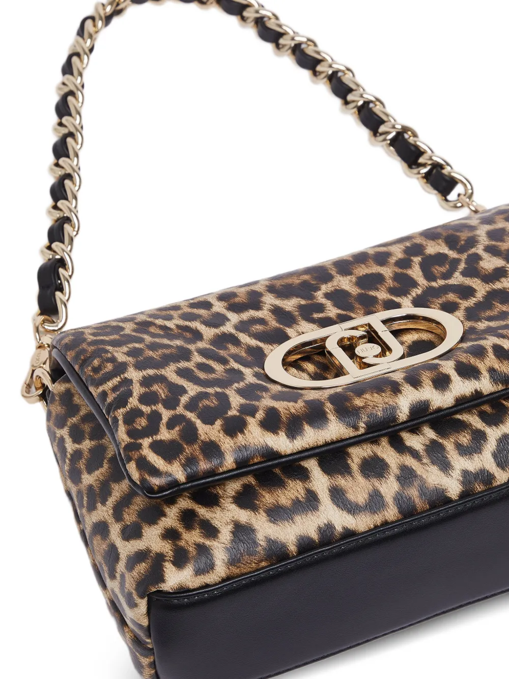LIU JO Medium LaPuffy schoudertas met ketting en dierenprint Beige