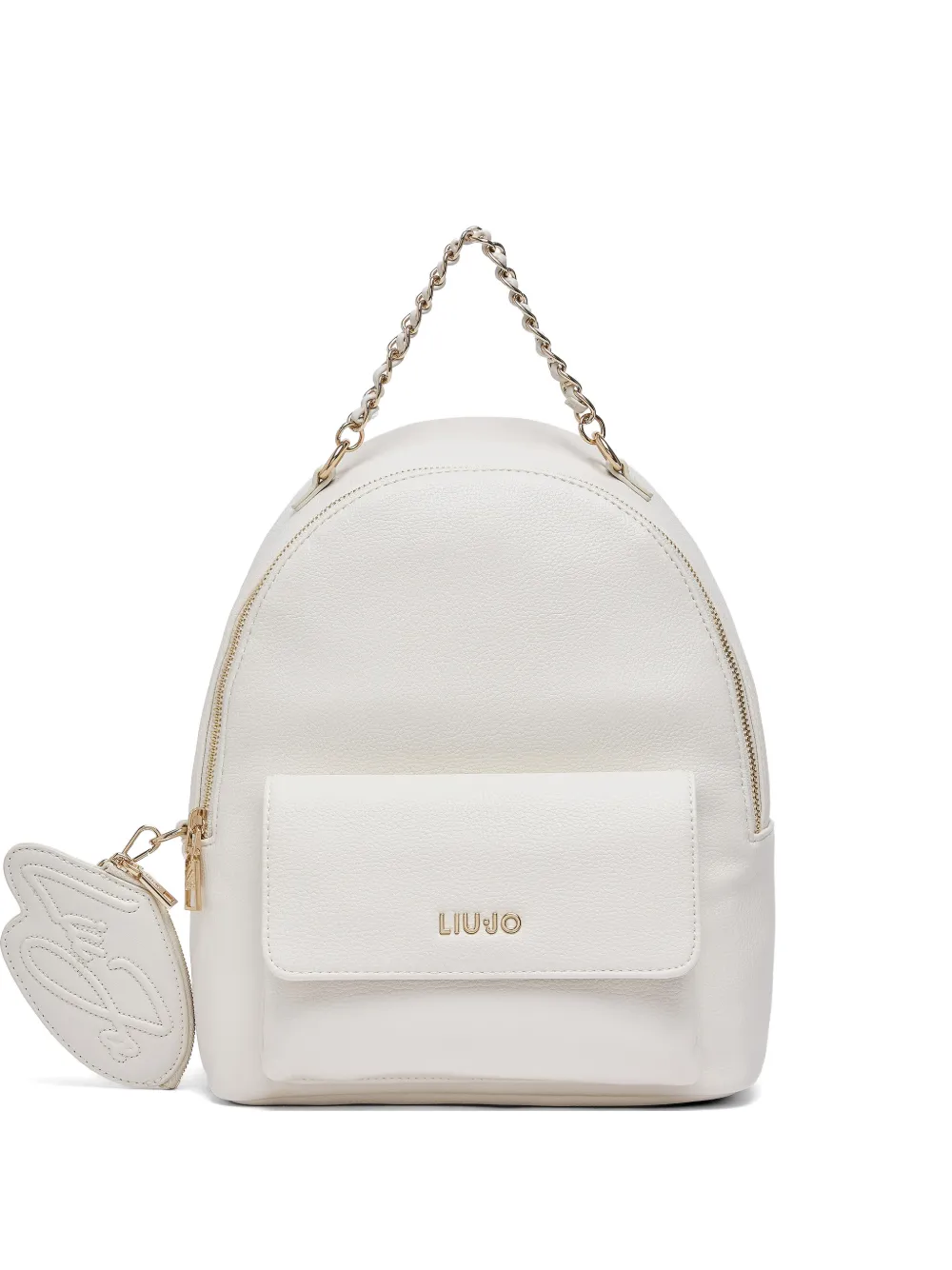 LIU JO detachable-coin-purse logo-plaque backpack - Bianco