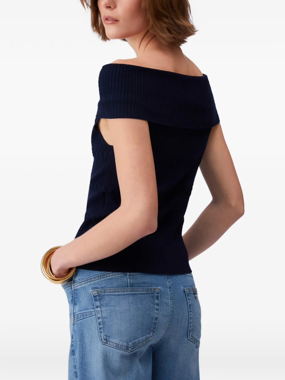  Liu Jo Bardot-neck Buttoned Top - Blue 