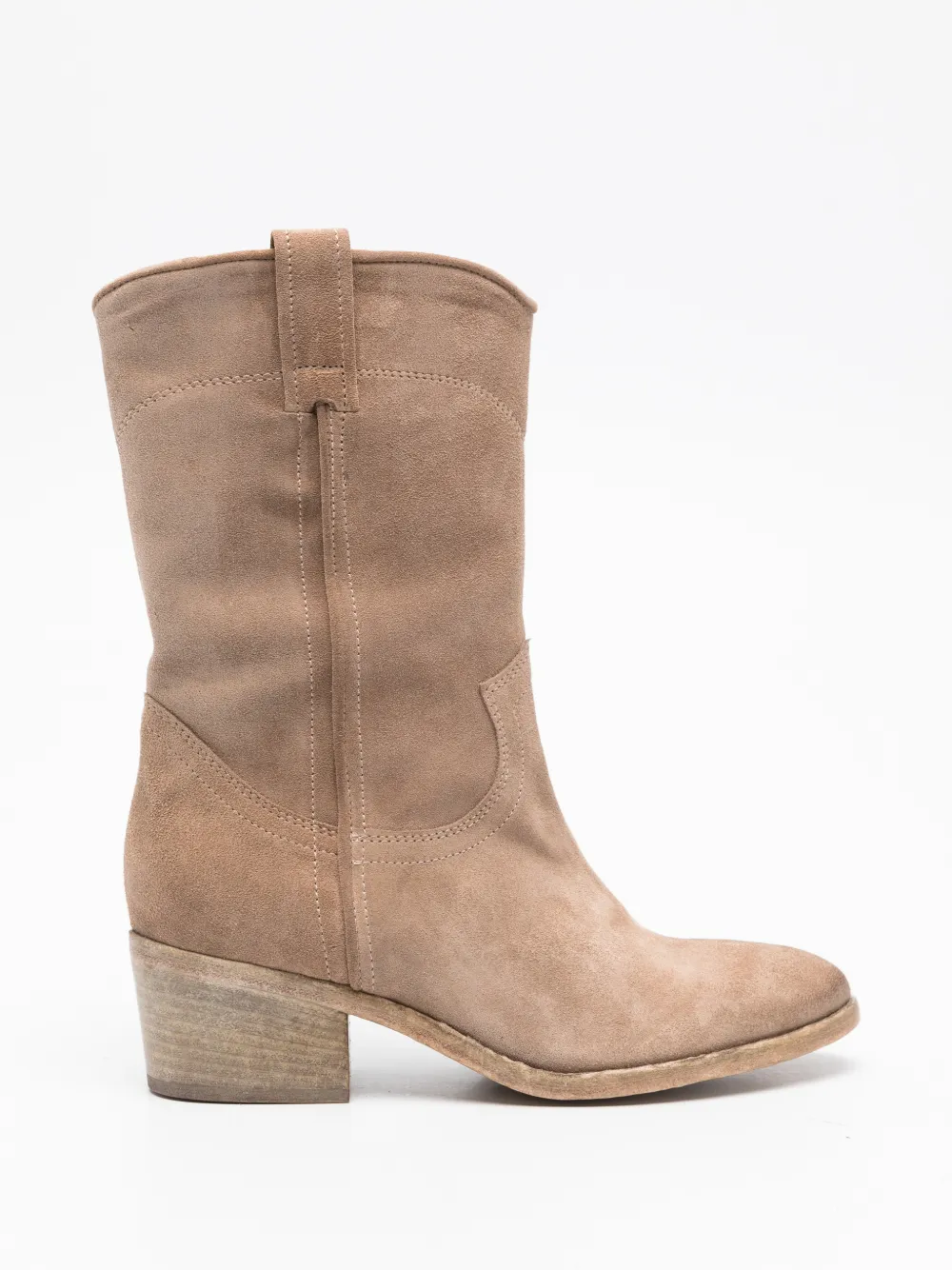 Curiositè Leren laarzen met Western-stijl Beige
