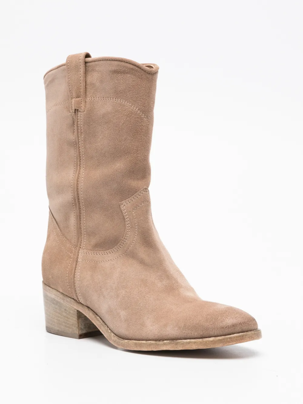 curiositè Leren laarzen met Western-stijl Beige