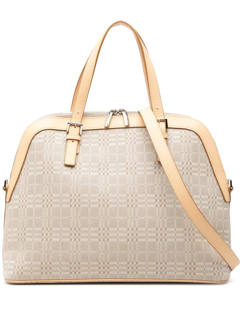 Burberry Pre-Owned 2000-2017 Leather Trimmed Canvas Dome satchel - Marrone