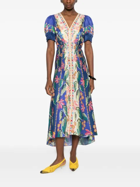 Saloni Lea floral V-neck midi dress