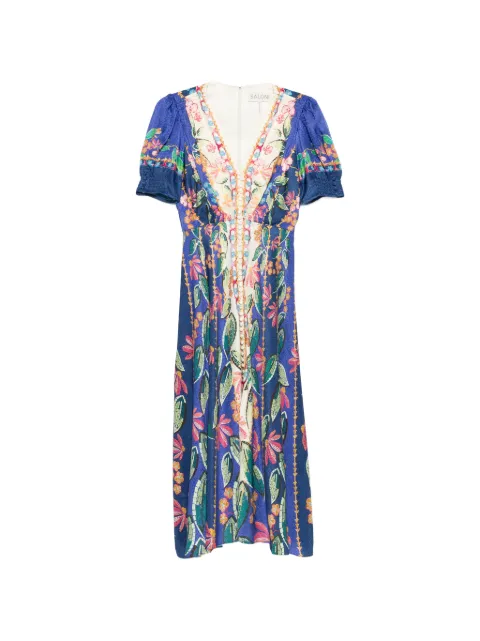 Saloni Lea floral V-neck midi dress