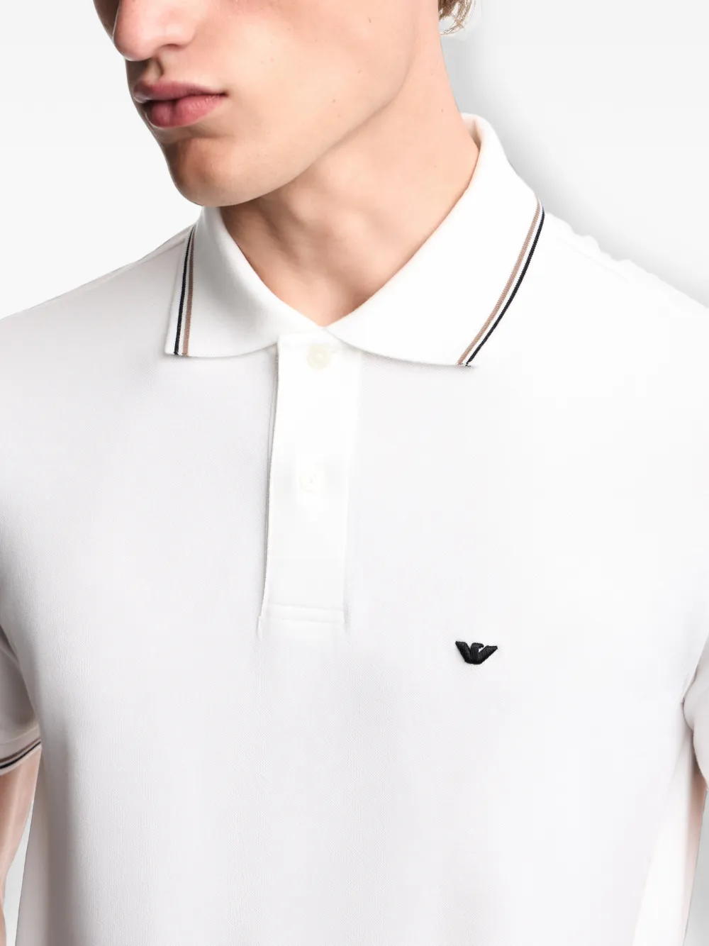 Emporio Armani Poloshirt met gestreepte afwerking Wit
