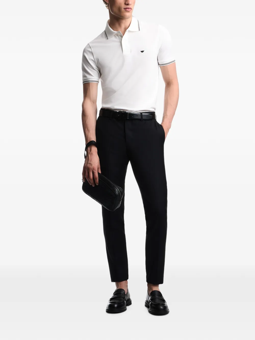 Emporio Armani Poloshirt met gestreepte afwerking Wit