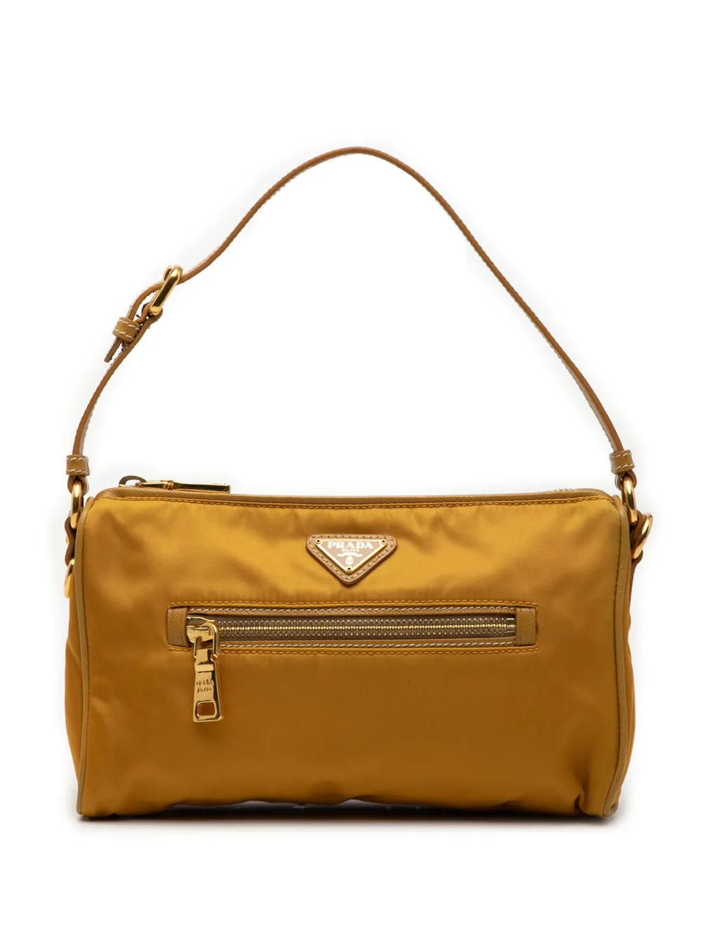 Prada Pre-Owned Borsa a mano in tessuto con finiture in pelle Saffiano 2013-2025 - Giallo