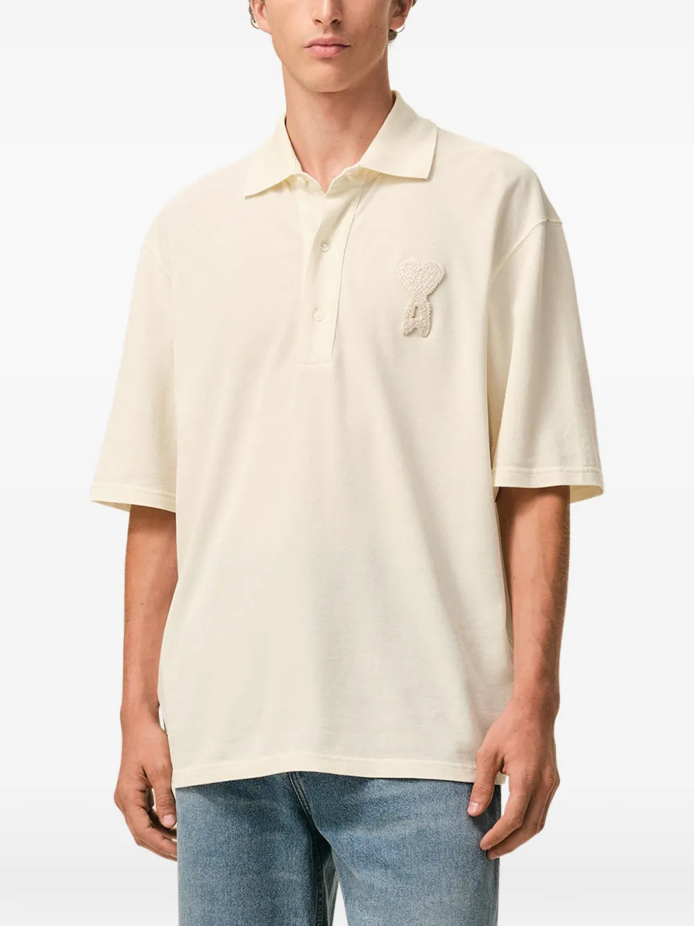  Ami Paris Polo Ami De Coeur De Algodón - Neutro 
