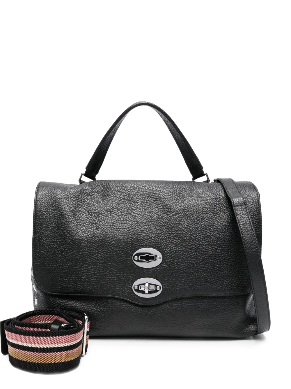 Zanellato medium Postina clasp leather tote bag - Nero