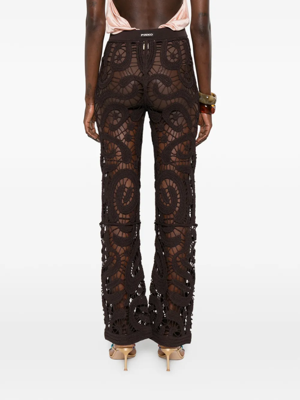 PINKO Gehaakte broek met geometrische print Bruin