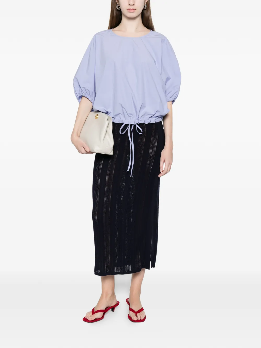  Jcsophie Latifa Drawstring Short Sleeve Top - Blue 