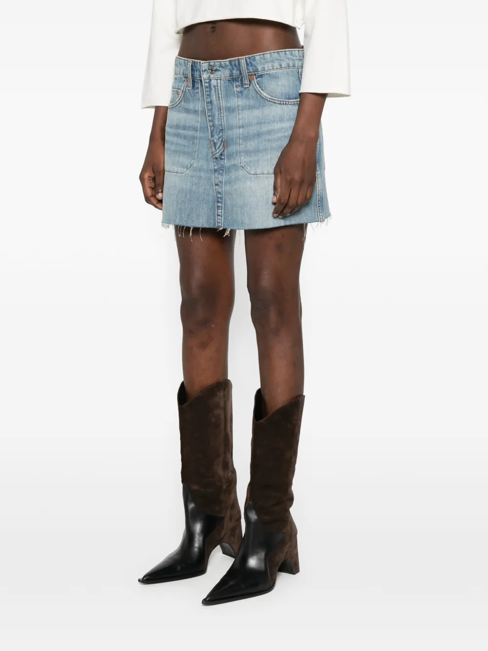  Re/done The Rewind Denim Skirt - Blue 