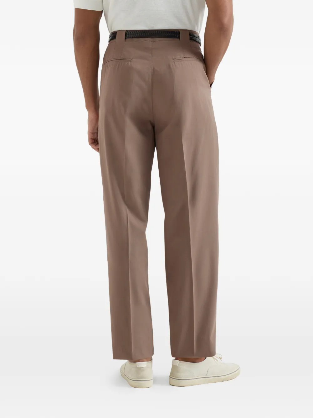 Brunello Cucinelli Katoenen crêpe batavia broek met plooi Beige