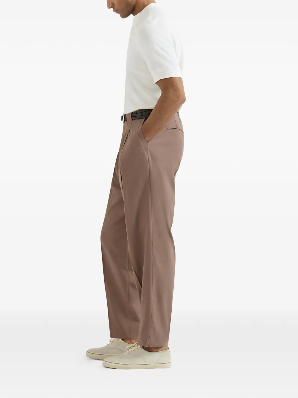 Brunello Cucinelli Katoenen crêpe batavia broek met plooi Beige