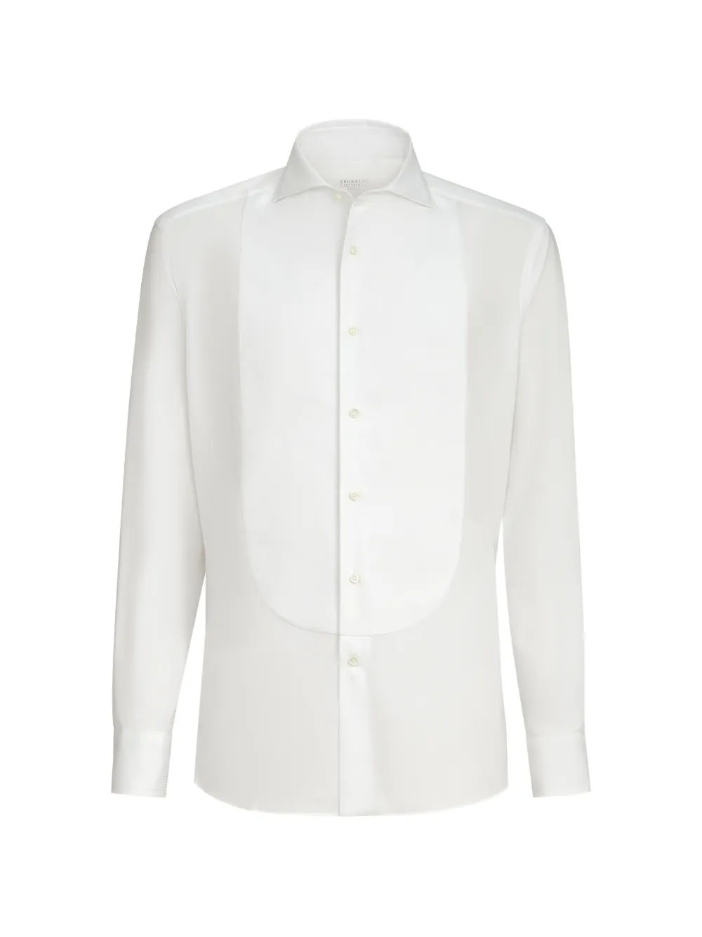 Brunello Cucinelli Sea Island cotton twill basic fit shirt with point collar and pleated bib and cuffs - Bianco