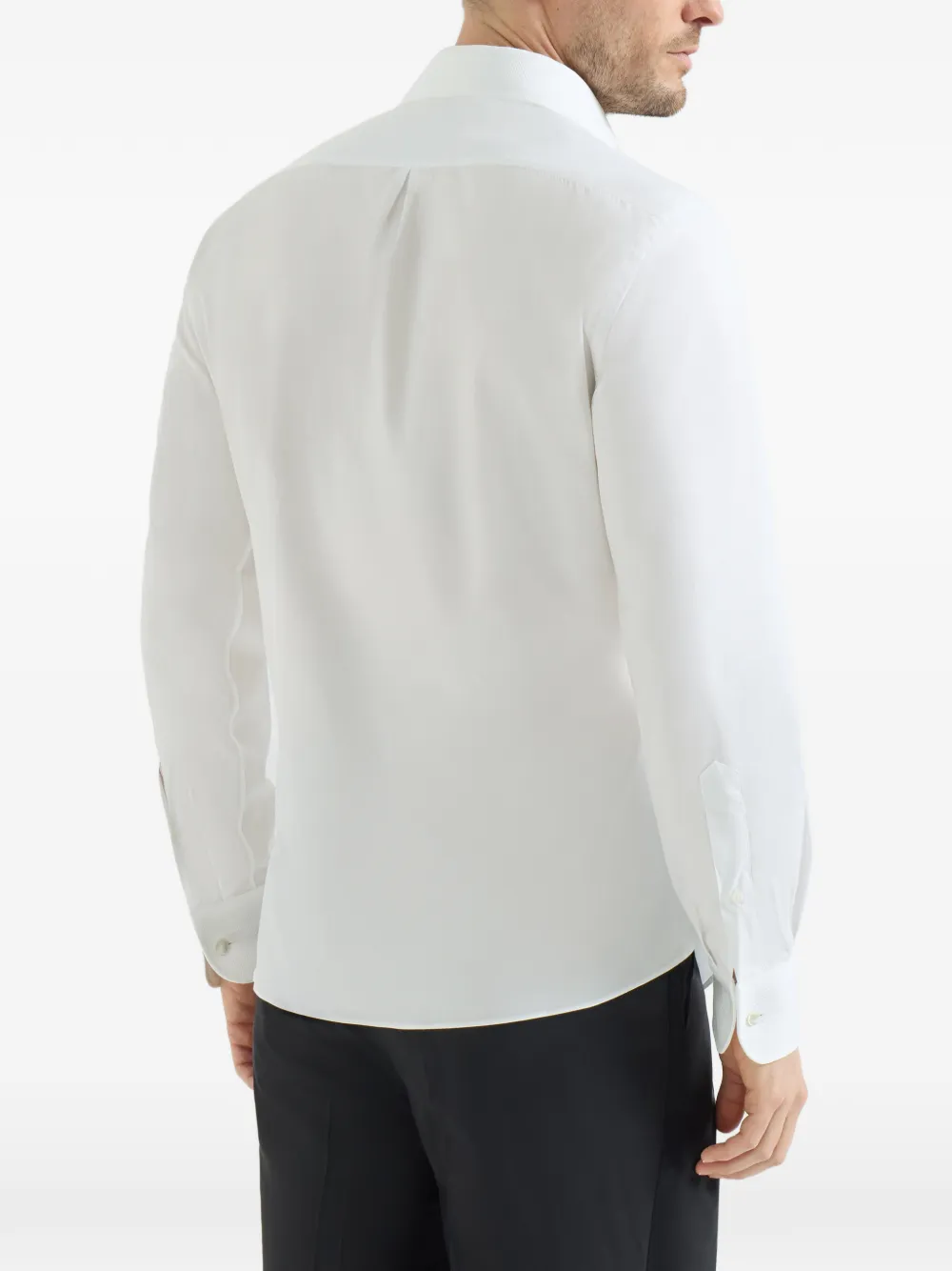 Brunello Cucinelli Sea Island katoen twill overhemd met geplooid detail Wit