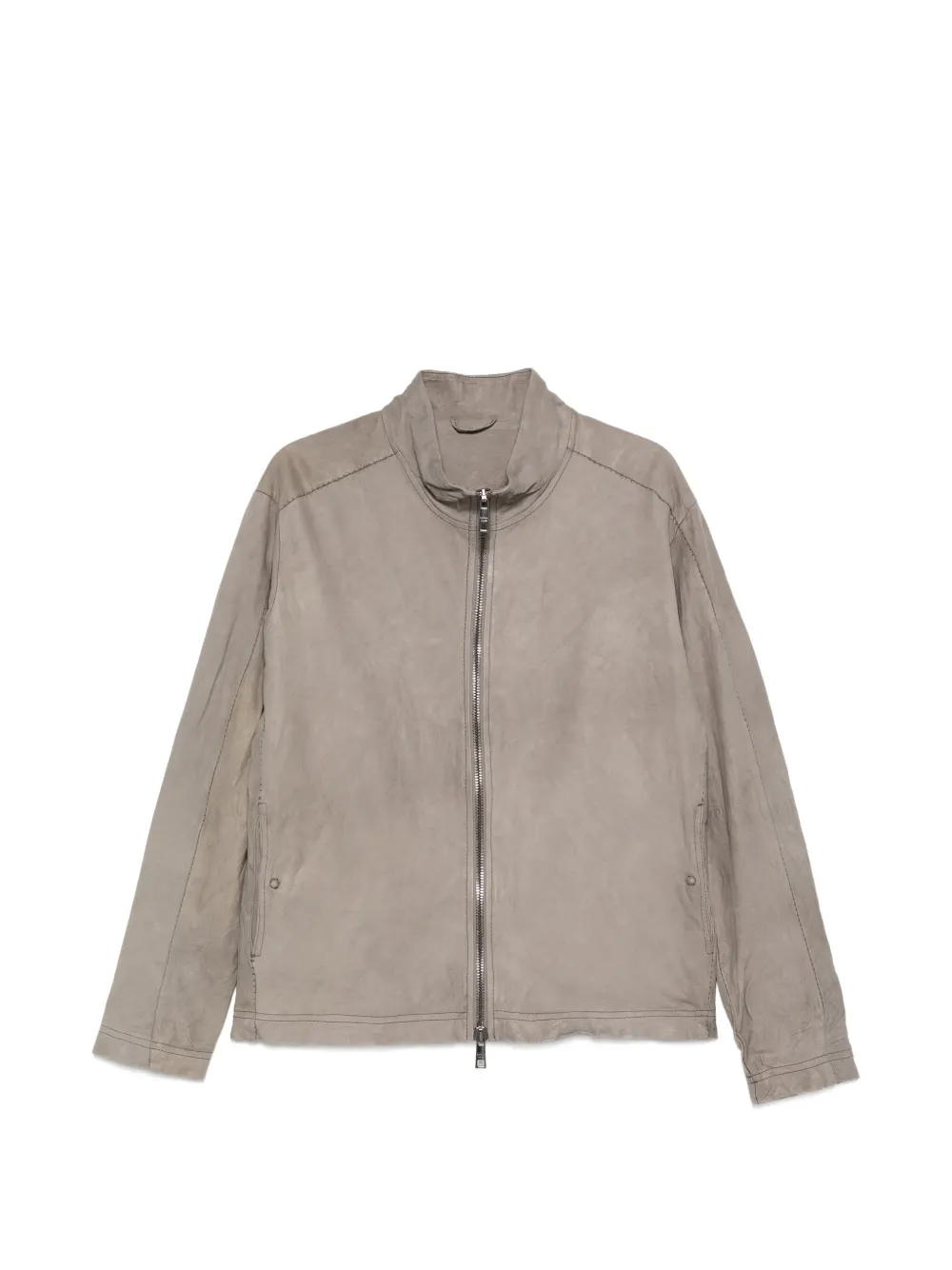 Giorgio Brato stand-up-collar leather jacket - Grigio