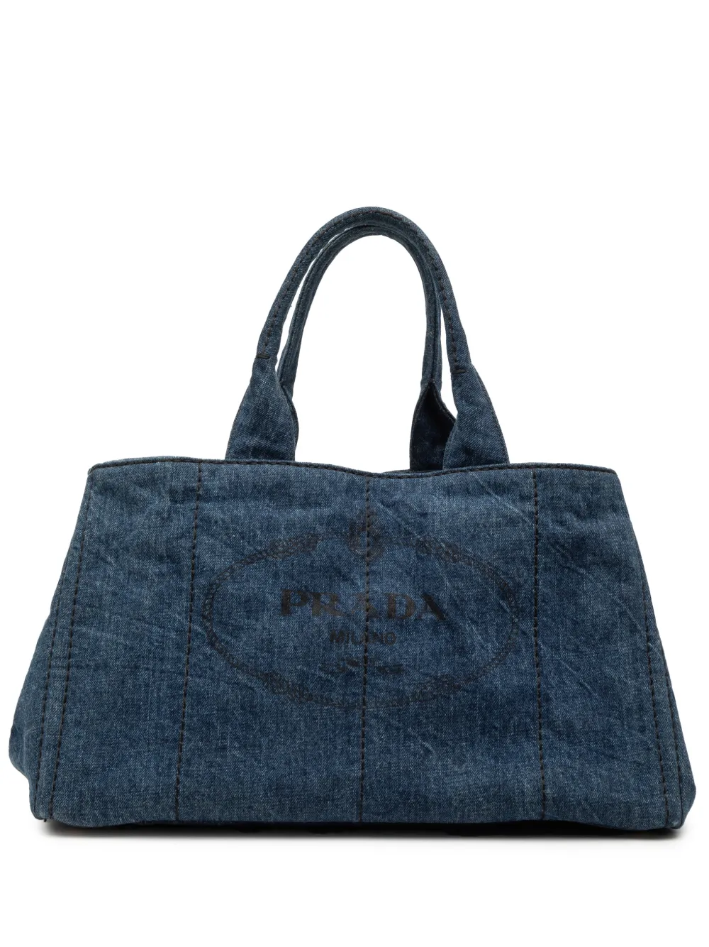 Prada Pre-Owned 2013-2025 Large Denim Canapa Logo satchel - Blu