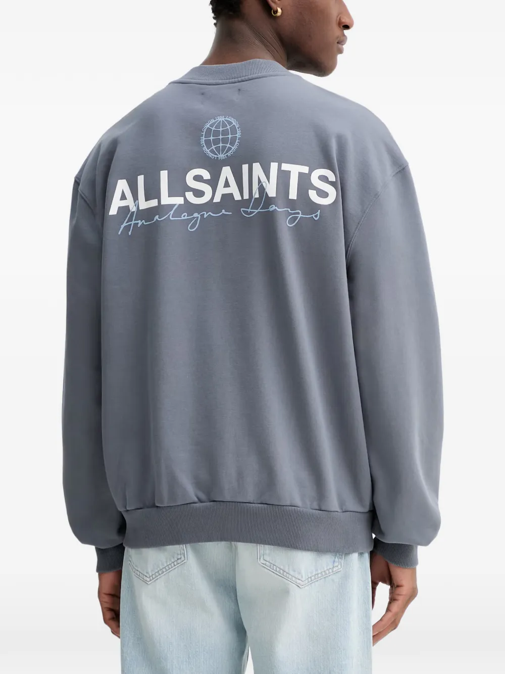  Allsaints Graphic Crew-neck Sweatshirt - Blue 