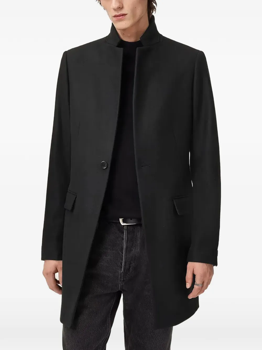 AllSaints Haydon high-neck single-breasted coat - Nero