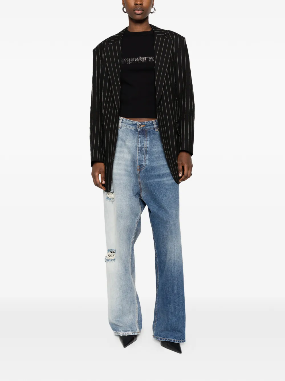 VETEMENTS gerafelde jeans Blauw