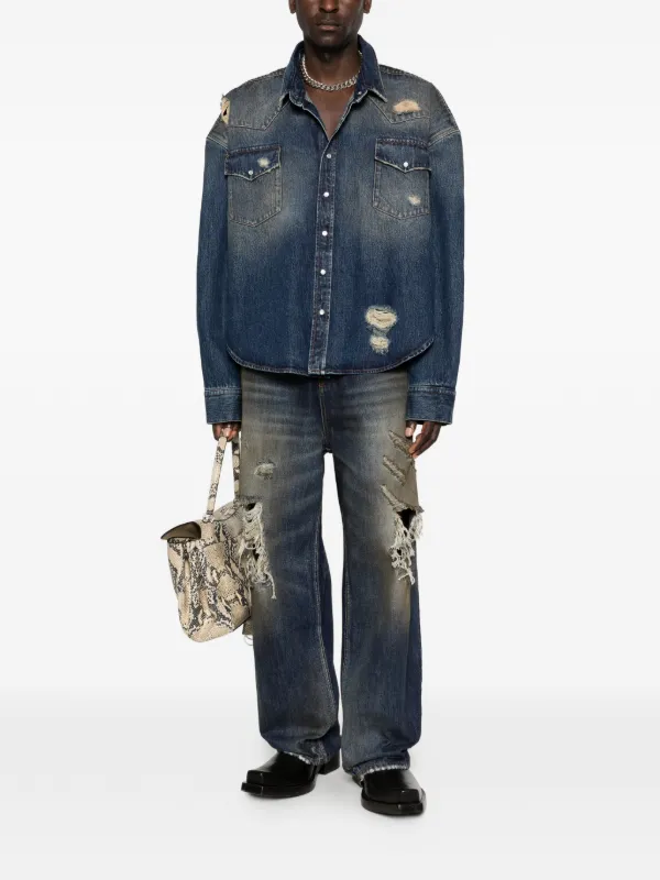 VETEMENTS Distressed Ripped Jeans | Blue | FARFETCH