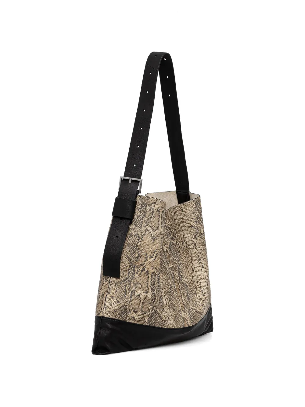 Allsaints Asha Snakeskin Buckle Shoulder Bag - Neutrals 