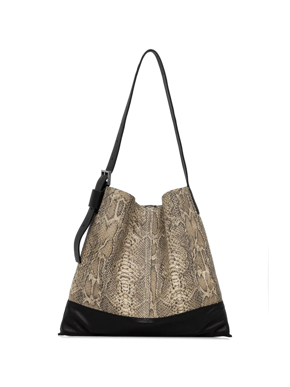  Allsaints Asha Snakeskin Buckle Shoulder Bag - Neutrals 