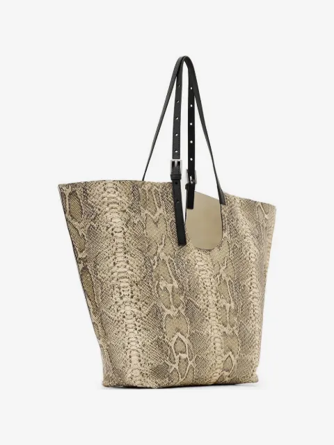 AllSaints Ara snakeskin buckle tote bag