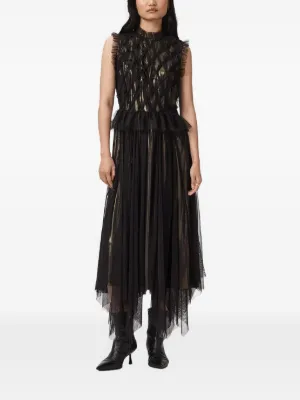 angelina feather sequin maxi dress Ostrich Feather sequin mesh long robe dress with nightgown pink ivory-next day shipping S (US0-2) / Ivory