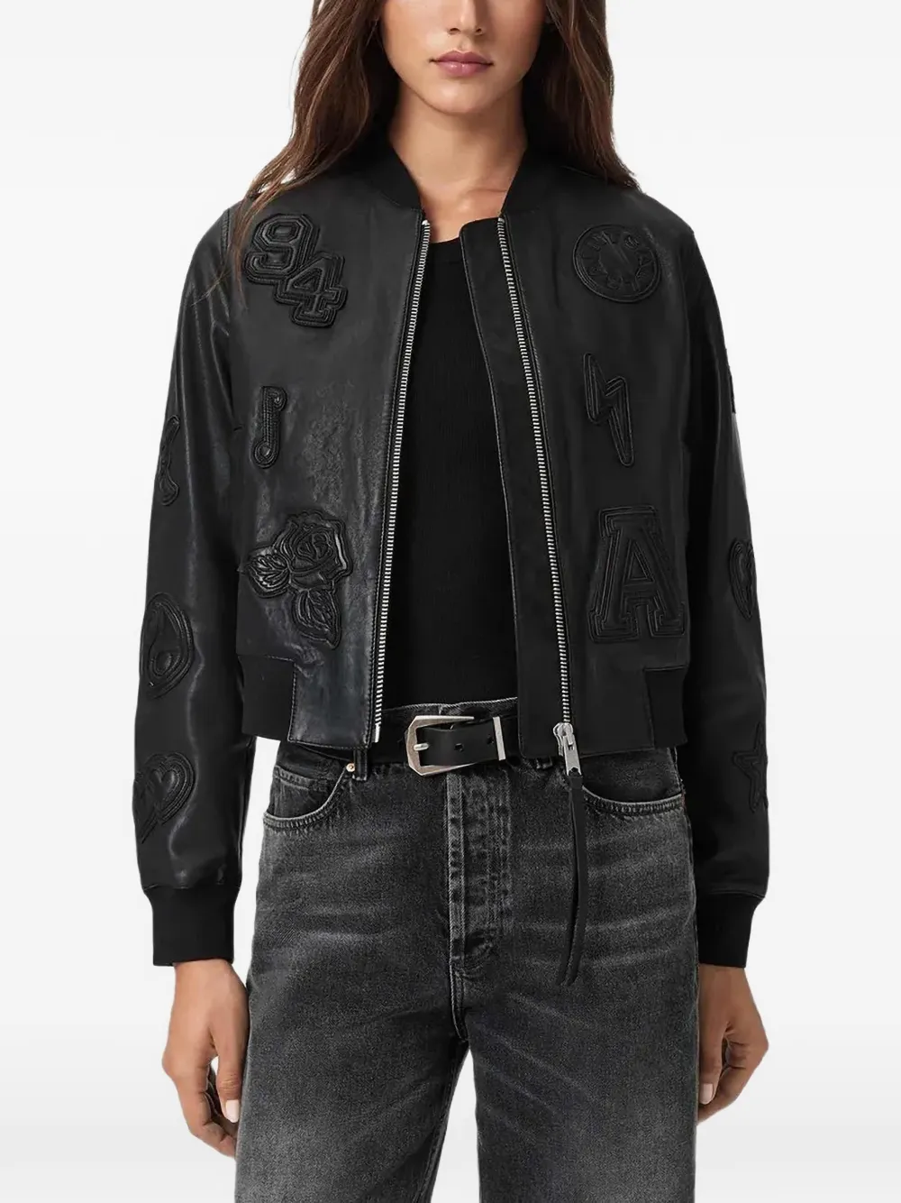 AllSaints Orten 94 appliquéd bomber jacket - Schwarz