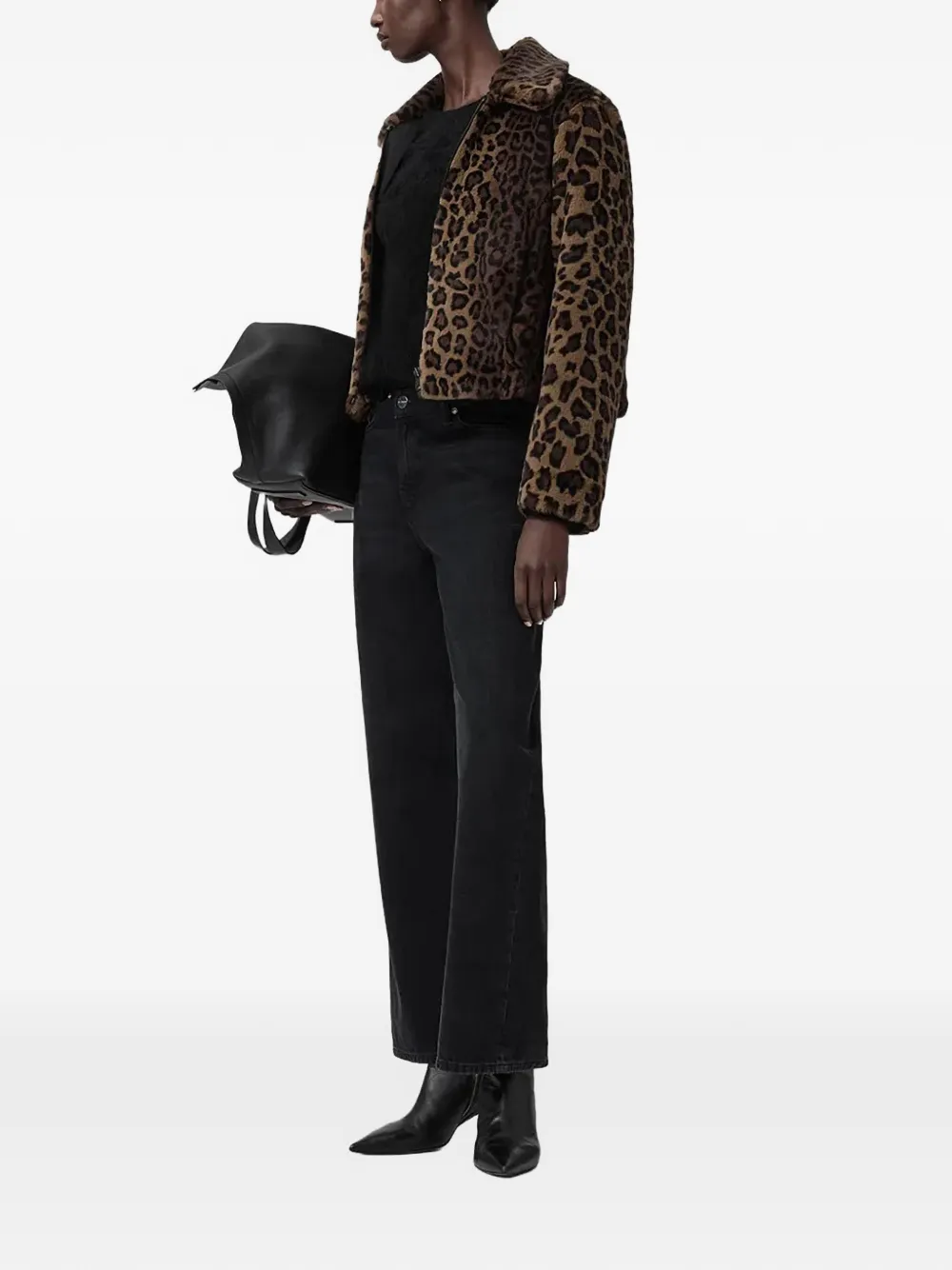  Allsaints Saye Leopard-print Collared Jacket - Brown 