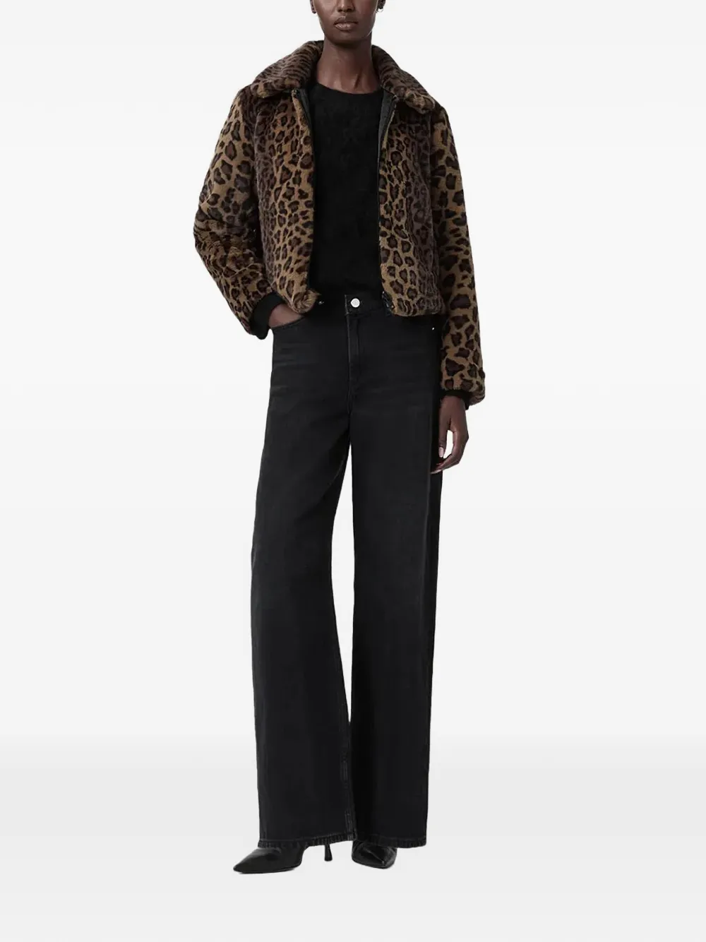  Allsaints Saye Leopard-print Collared Jacket - Brown 