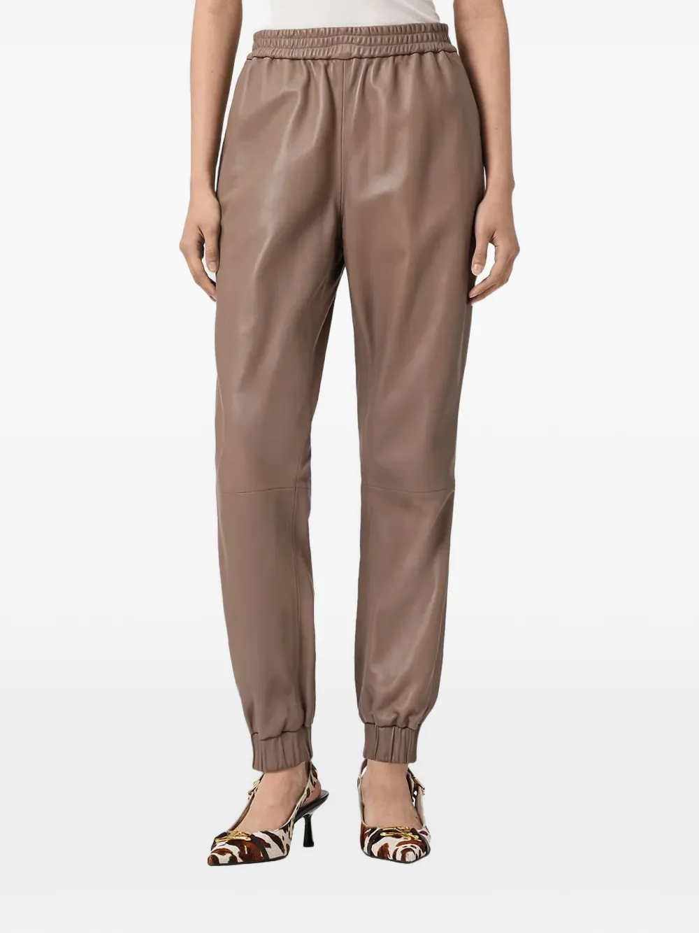 AllSaints Jen elasticated leather trousers - Toni neutri