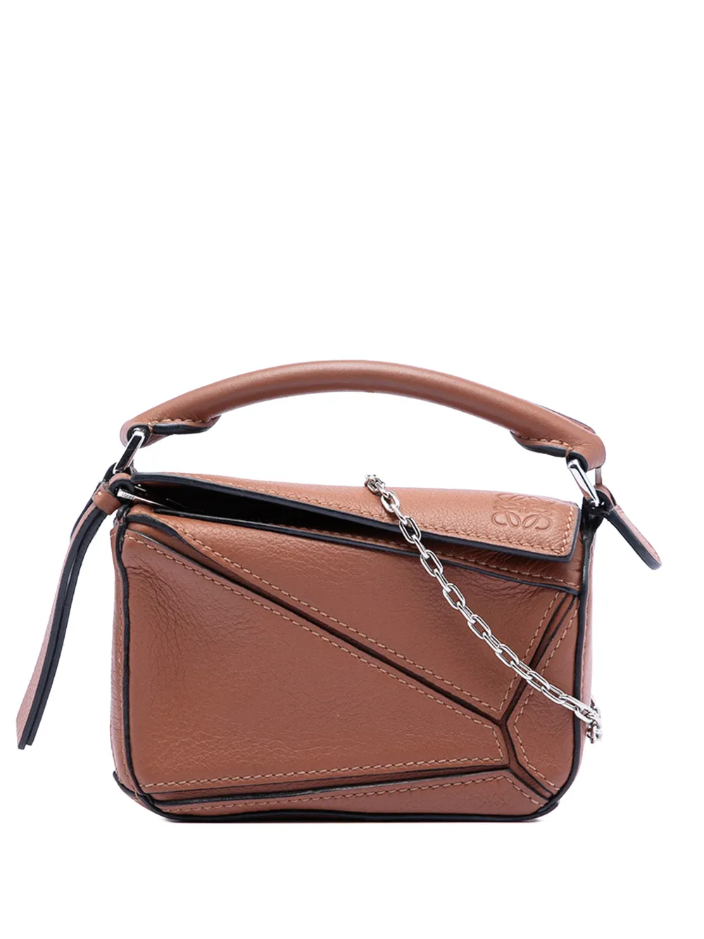 Pre-owned Loewe 2010-2025 Nano Calfskin Puzzle Satchel In Brown