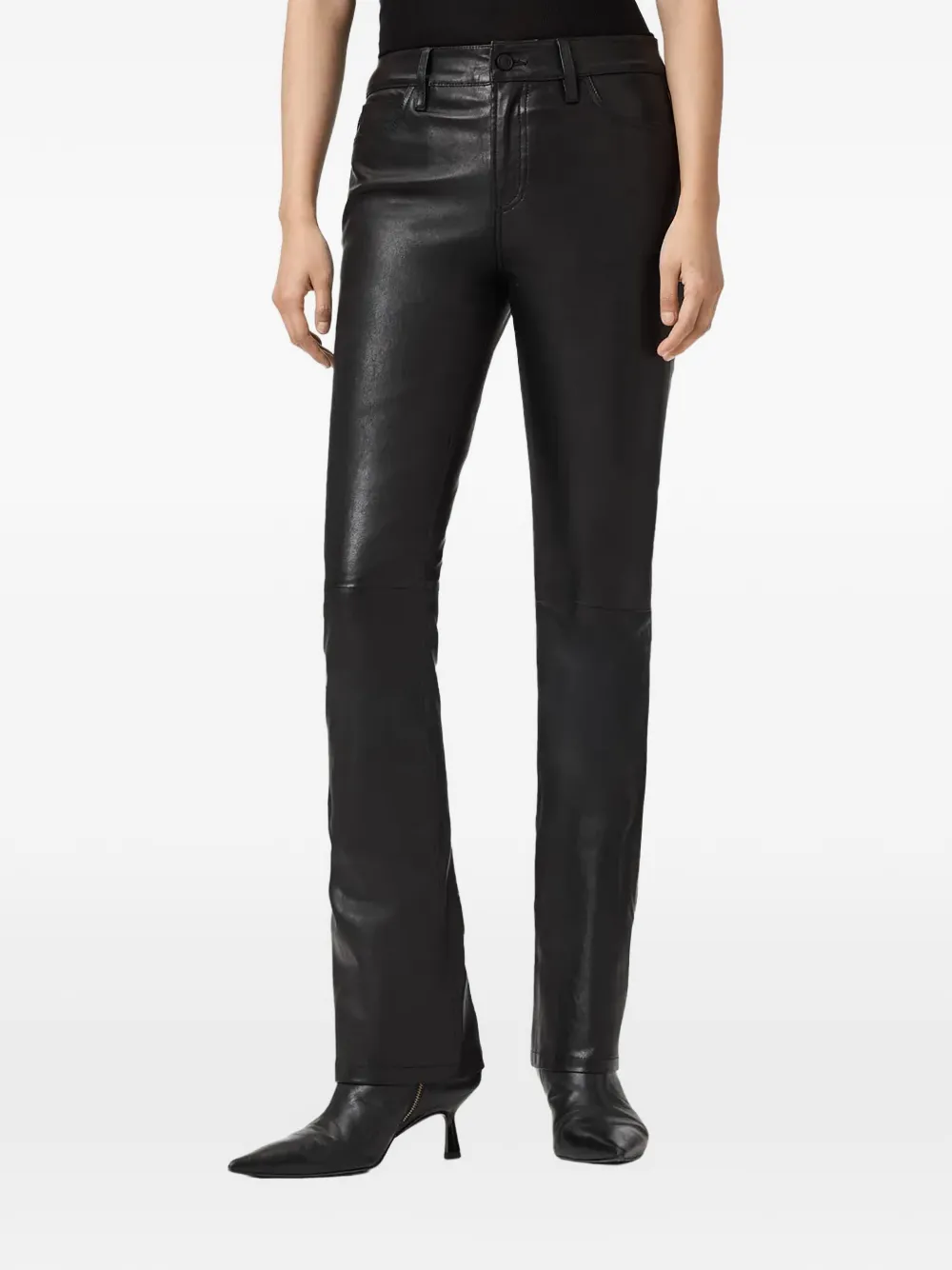 Allsaints Haldan Bootcut Leather Trousers In Black
