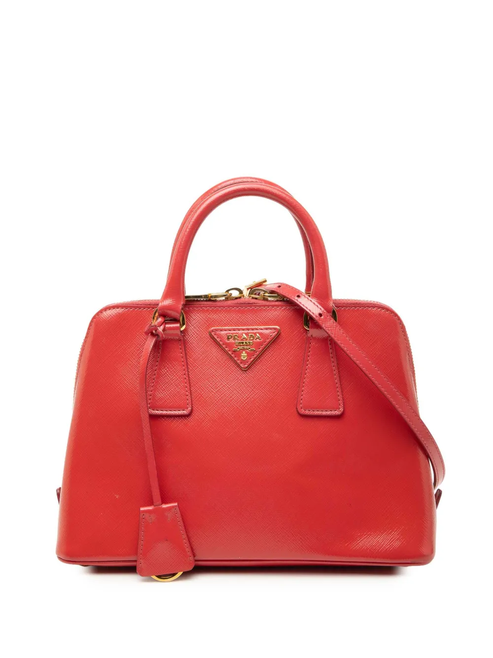 Prada Pre-Owned Borsa a tracolla Promenade piccola in pelle Saffiano verniciata 2010-2026 - Rosso