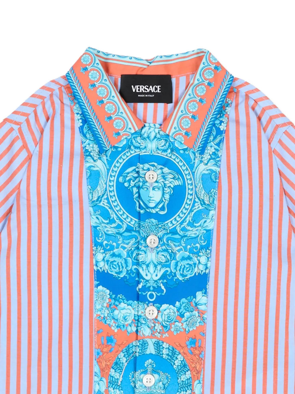  Versace Kids Camisa Estampada A Rayas - Azul 