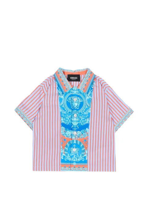 Versace Kids printed striped cotton-poplin shirt