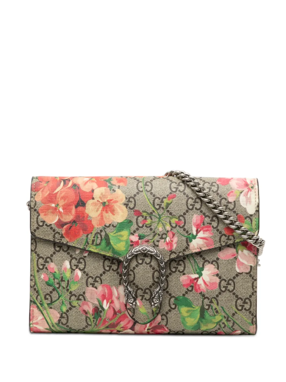 Gucci Pre-Owned 2016-2026 GG Supreme Dionysus Blooms Chain Wallet crossbody bag - Marrone