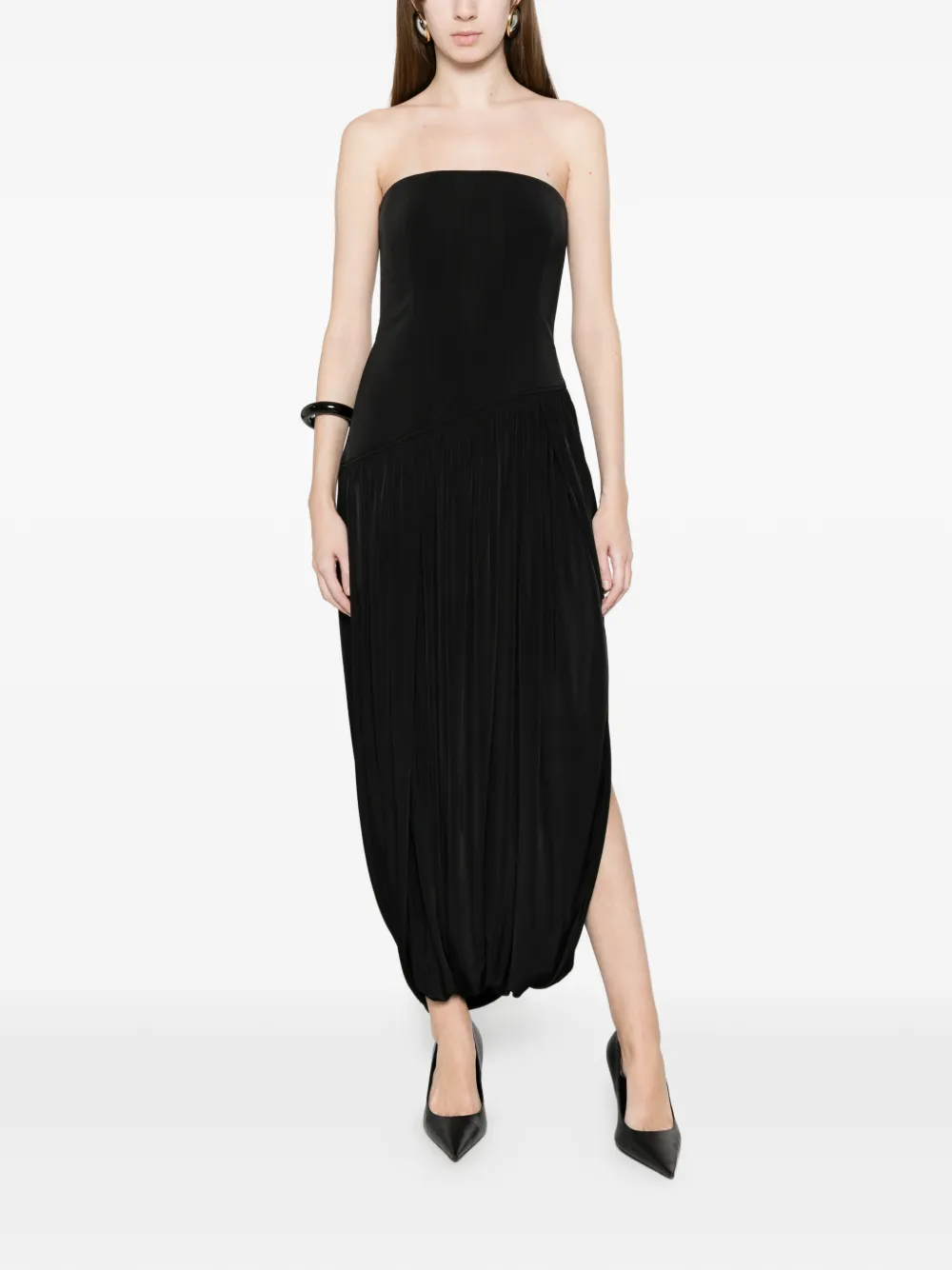 Ferragamo Strapless geplooide jurk Zwart