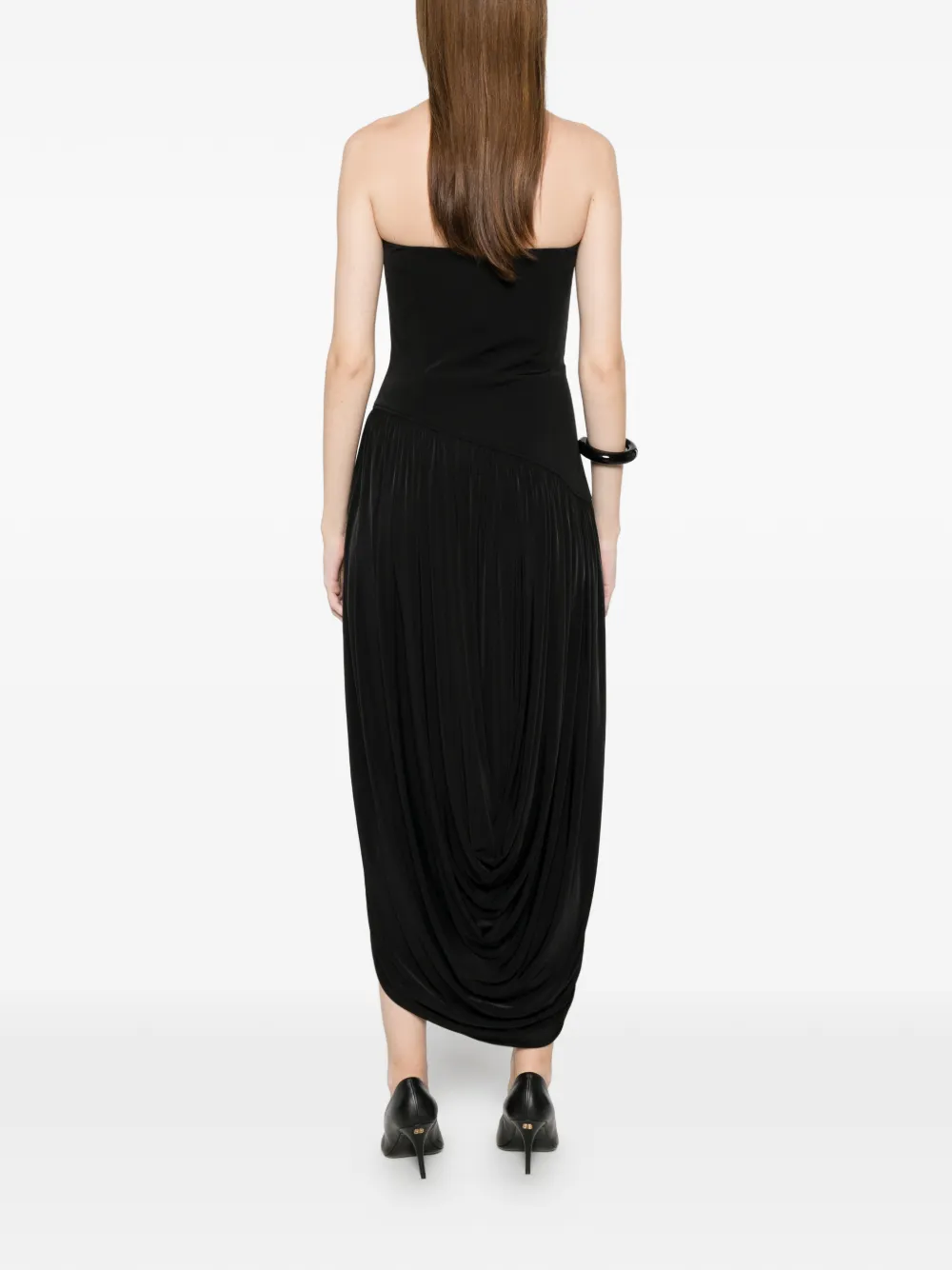 Ferragamo Strapless geplooide jurk Zwart