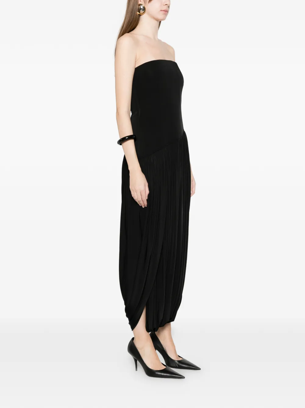 Ferragamo Strapless geplooide jurk Zwart