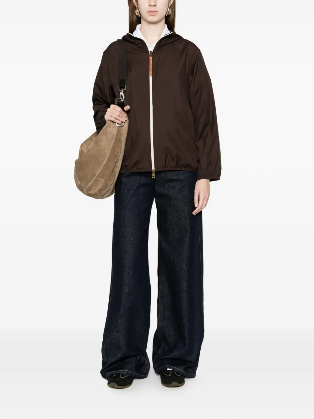  Moncler Hooded Bomber Jacket - Brown 