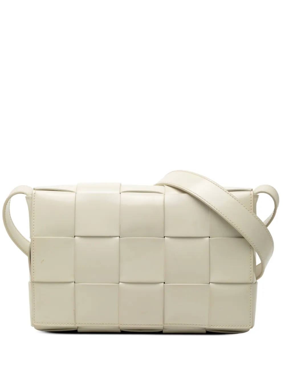 Bottega Veneta Pre-Owned Borsa a tracolla Cassette Intrecciato piccola in nappa 2012-2025 - Bianco