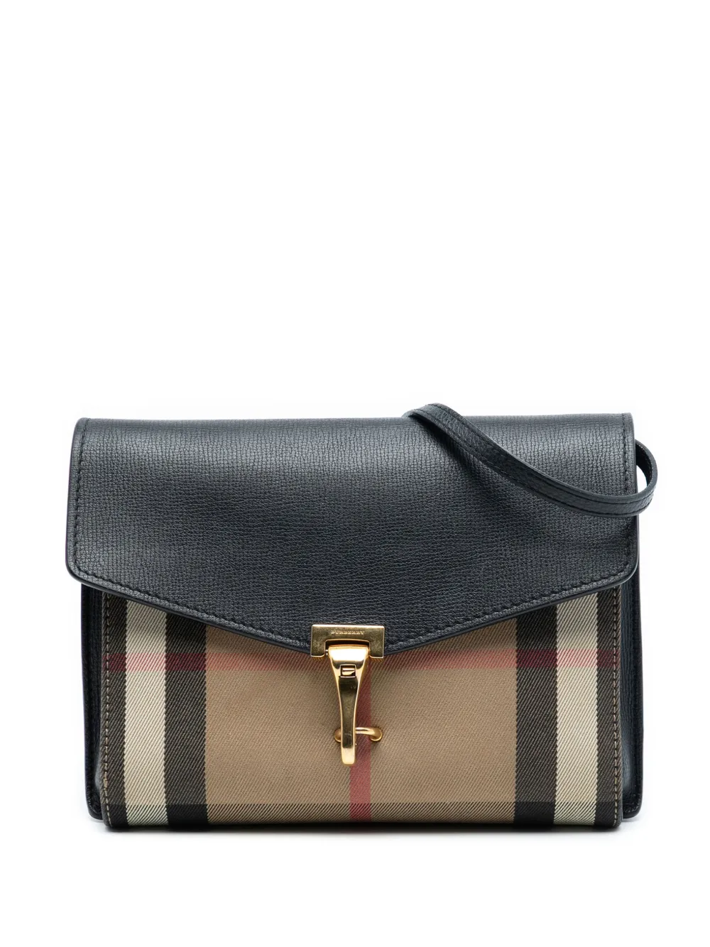 Burberry Pre-Owned 2000-2017 Small Leather and House Check Canvas Derby Macken crossbody bag - Marrone
